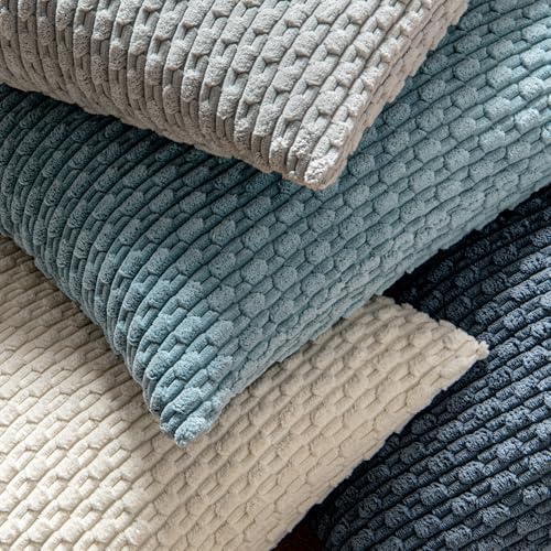 MIULEE Decorative Throw Pillow Covers 18x18 Blue Textured Corduroy - Image 5