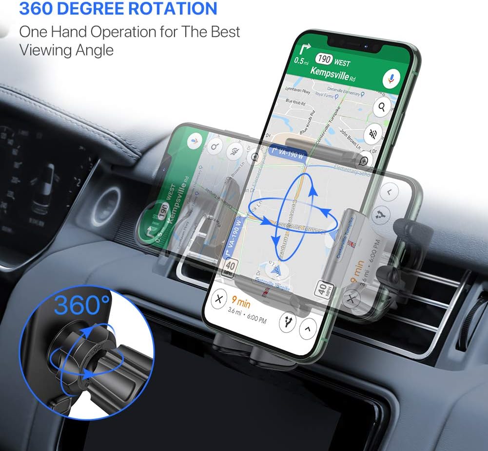 Miracase Phone Holders for Your Car with Metal Hook Clip, Air Vent Cell Phone Car Mount, Hands Free Universal Automobile Cradle Fit for iPhone Android and All Smartphones, Classic Black