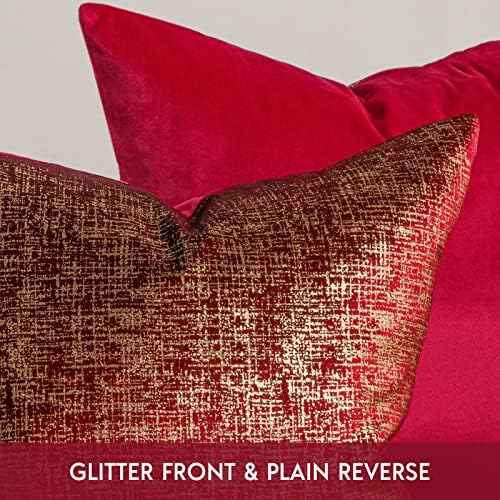 Phantoscope Pack of 2 Sparkling Velvet Decorative Throw Pillow Covers Soft Gold - Image 2
