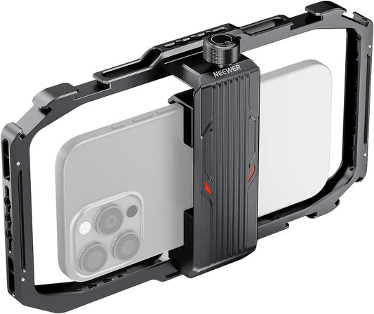 NEEWER Universal Phone Cage, Smartphone Video Rig with Quick Release Mounts Cold Shoes for Videomaker Filmmaking TikTok Vlogging Phone Video Stabilizer Holder Compatible with iPhone Samsung, PA039