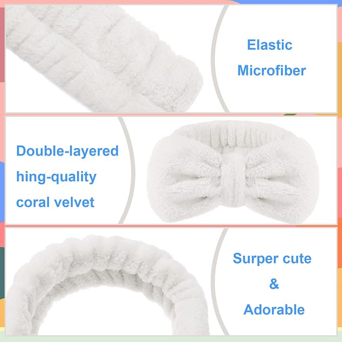 Tigeen 52 Pieces Spa Headband for Washing Face Bulk Soft Coral Fleece Skincare - Image 4