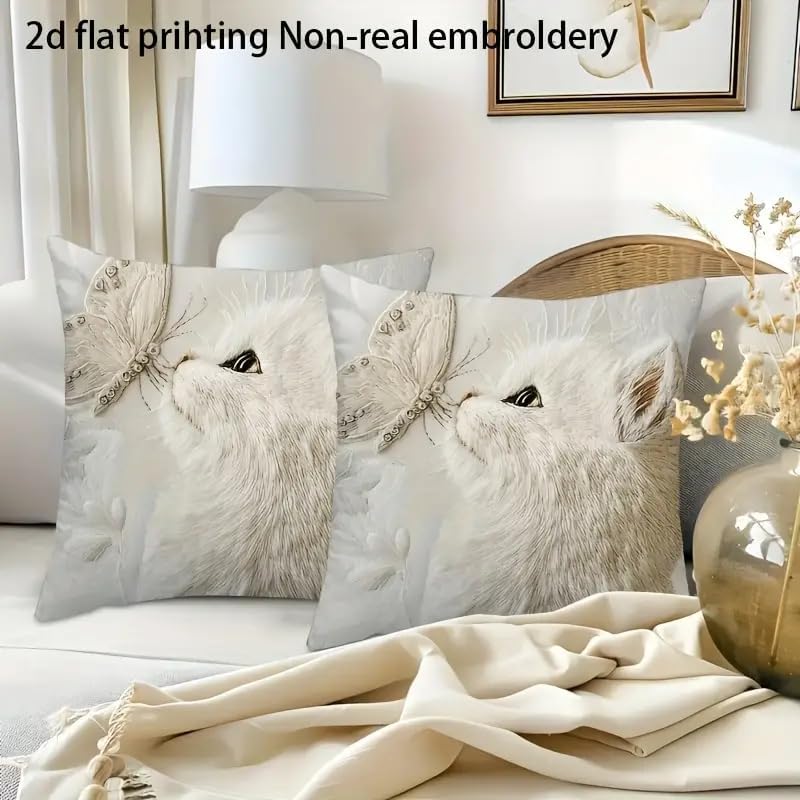 2D Flat Print Decorative Throw Pillow Covers, Square Cushion Cases, 2 - Image 5