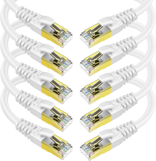 KASIMO CAT 8 Ethernet Cable Shielded SFTP Internet Network Patch Cord, Heavy Duty High Speed LAN Cables w Gold Plated RJ45 Connector Professional for Router, Modem, Gaming (5 Feet, 10 Pack White)