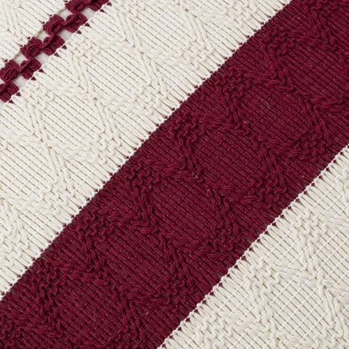 Fancy Homi Set of 1 Burgundy Boho Big Decorative Throw Pillow Covers 24x24 Inch - Image 4