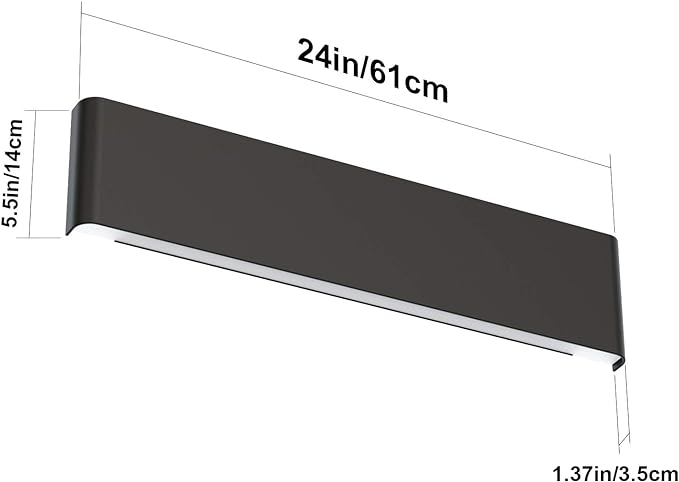 Aipsun 24in/20W LED Matte Black Modern Vanity Light Matte Black Wall Light Up - Image 6