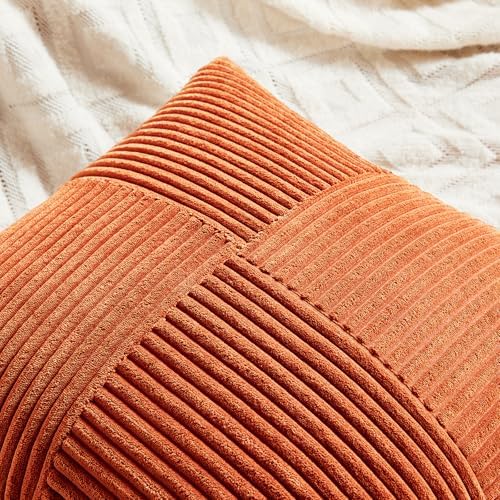 Fancy Homi Set of 2 Burnt Orange Long Lumbar Decorative Throw Pillow Covers - Image 3