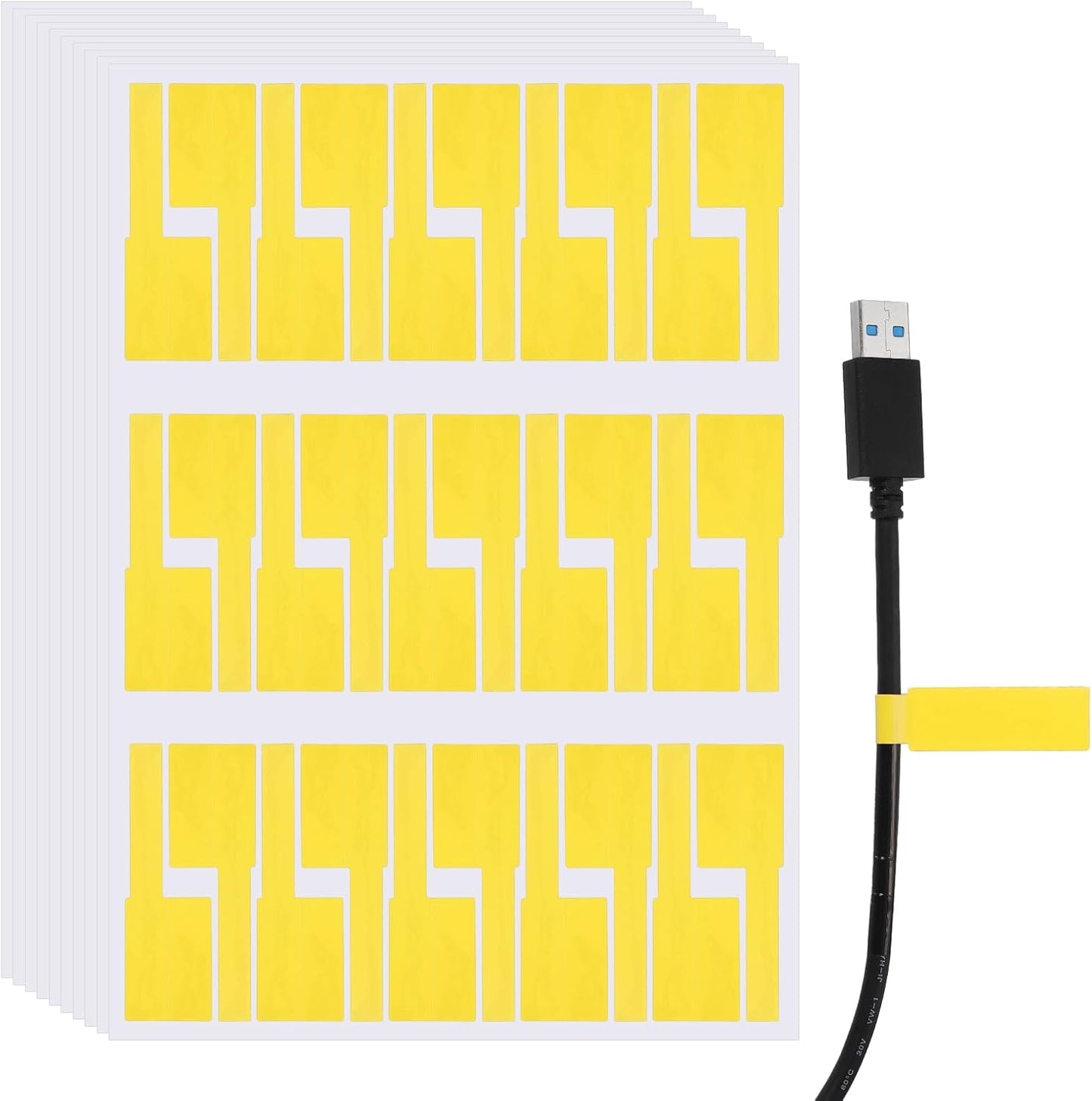 uxcell 300 Pcs Cable Labels, Waterproof Wire Cord Labels Tags, Cord Organizer Management Tags for Charger Cable Organizer Wire Markers Printer and Handwriting, Yellow
