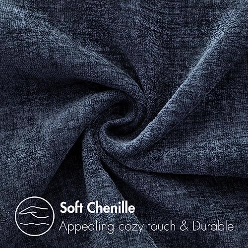 MIULEE Soft Chenille Throw Pillow Covers Dark Navy 18x18 Inch Pack of 2 - Image 2