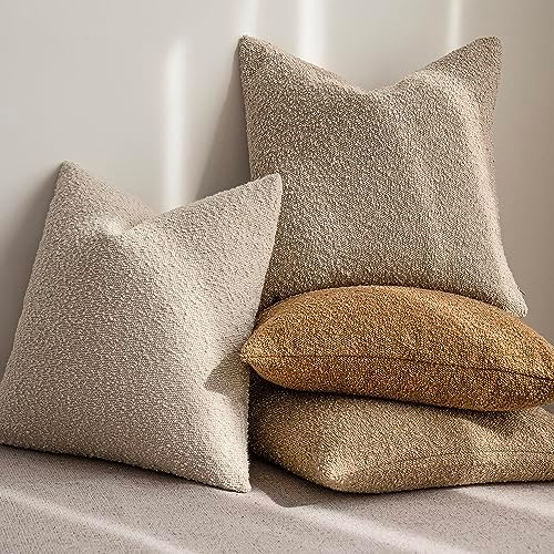 Foindtower Decorative Textured Boucle Throw Pillow Cover 20x20 Rust Tobacco - Image 6