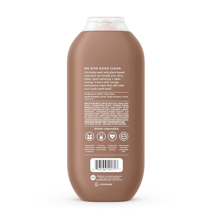 Method Men Body Wash, Sandalwood + Vetiver, Paraben and Phthalate Free - Image 3