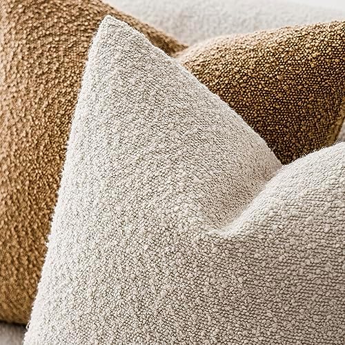 Foindtower Decorative Textured Boucle Throw Pillow Covers 20x20 Inch - Image 4