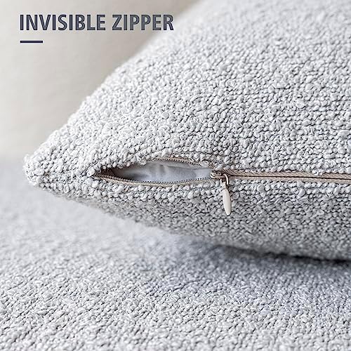 Foindtower Pack of 2 Textured Boucle Throw Pillow Covers Accent Solid - Image 3