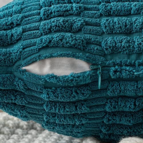 MIULEE Corduroy Decorative Throw Pillow Covers 18x18 Teal Pack of 2 - Image 3