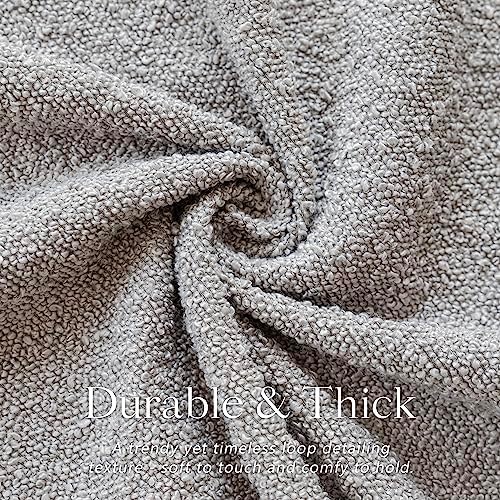 Foindtower Decorative Textured Boucle Throw Pillow Cover 26x26 Neutral Grey - Image 2