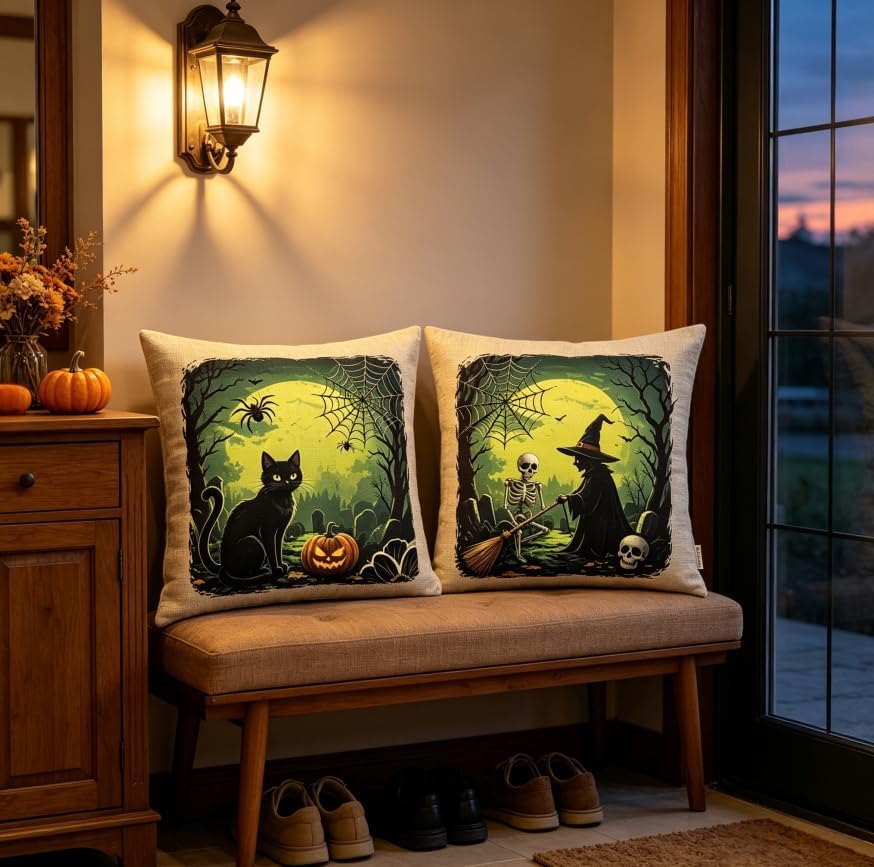 Halloween Throw Pillow Covers, 18x18 Inch, Machine Washable - Image 2