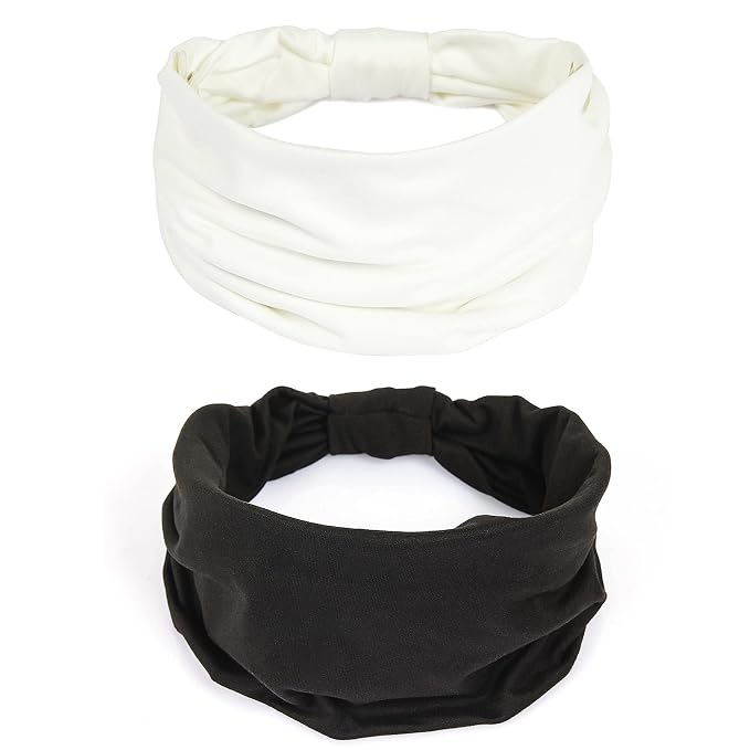 GiLi 2 Pack Wide Headbands for Women Boho African Knotted Non Slip Fashion Hair by GiLi