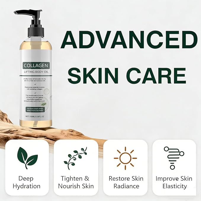 Collagen Lifting Body Oil after Shower, Moisturizing Anti Aging Silk Body Oils - Image 3