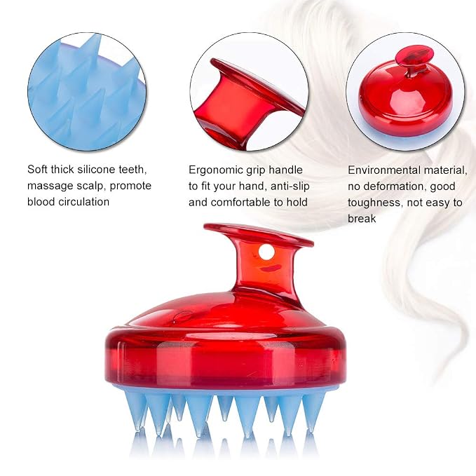 INVODA 2PCS Scalp Massager Shampoo Brush Soft Silicone Bristles - Image 4