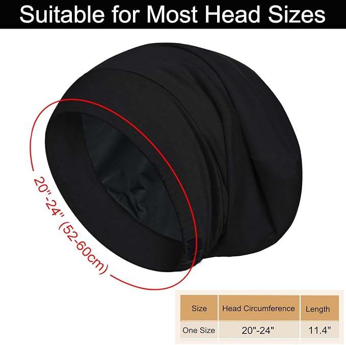 Sleep Cap Bonnet for Sleeping, Adjustable Cooling Ice Silk Lined Hair Bonnets - Image 4
