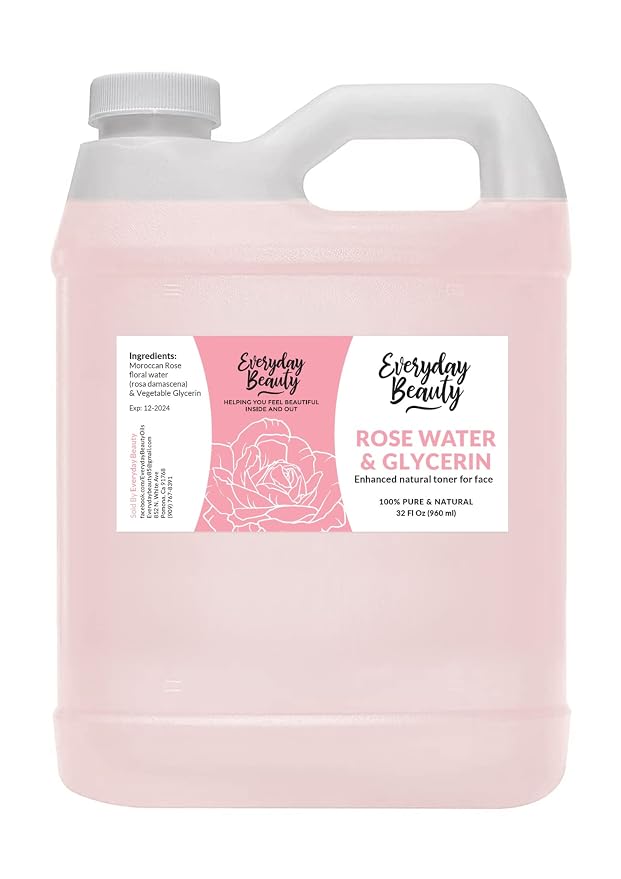 Rose Water & Glycerin Enhanced Facial Toner - 32oz Bulk Alcohol-Free Vegan All by Everyday+Beauty+Helping+You+Feel+Beautiful+Inside+And+Out