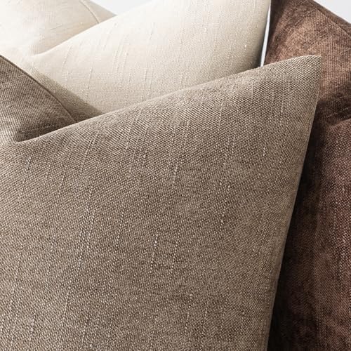 MIULEE 12x20 Inch Lumbar Textured Chenille Throw Pillow Covers Taupe Grey - Image 5