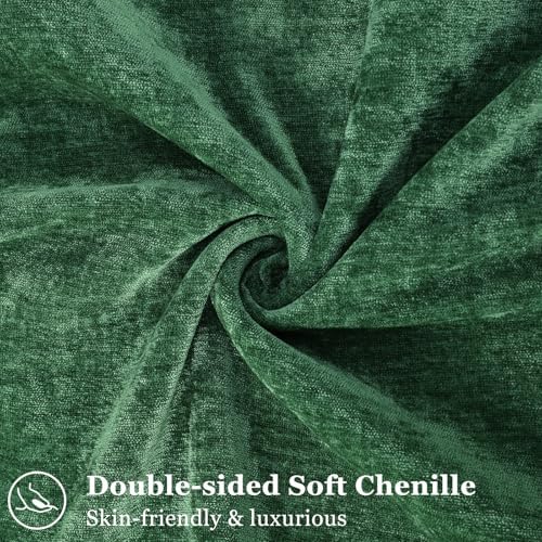 decorUhome Chenille Green Velvet Throw Pillow Covers 18x18 Set of 2 - Image 2