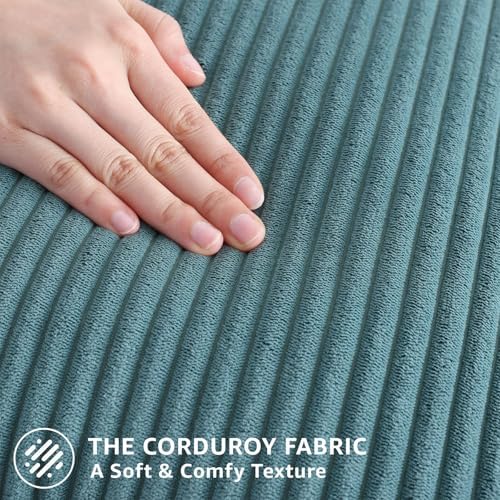 Mecatny Corduroy Decorative Throw Pillow Covers 12x20 Set of 2 Teal - Image 4