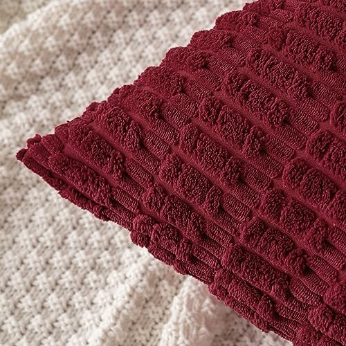 MIULEE Christmas Lumbar Corduroy Decorative Throw Pillow Covers 12x20 Burgundy - Image 4