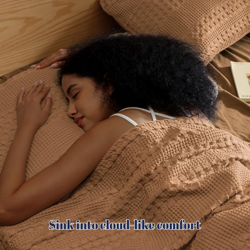 PHF Cotton Waffle Pillow Shams King Size 20" x 36", No Insert - Image 2
