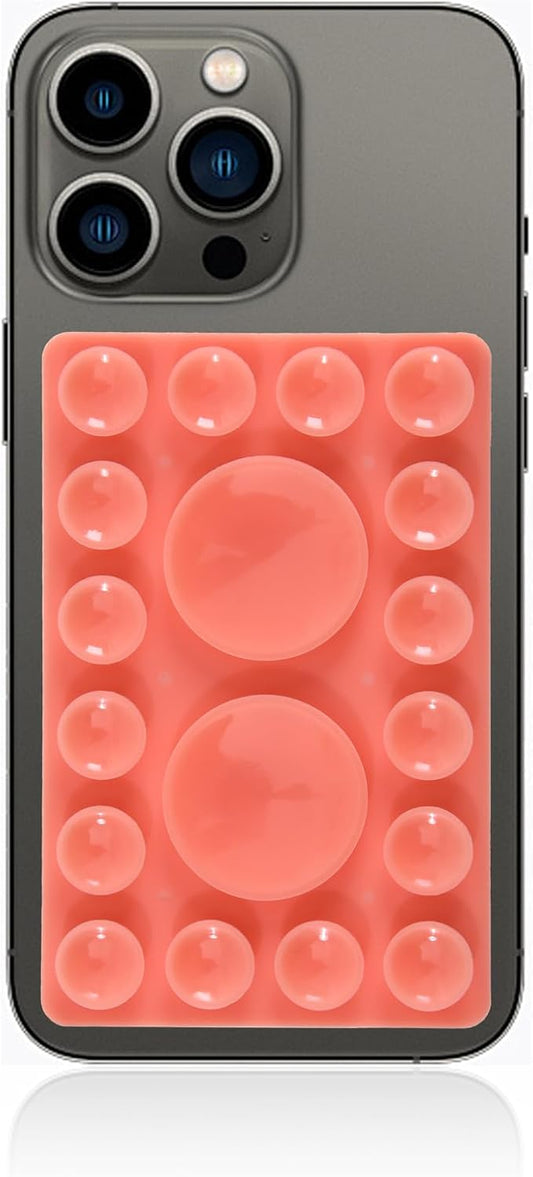 ZYCCER Double Sided Silicone Suction Phone Holder Mount,Compatible with iPhone and Android Cases Hands-Free Mirror Shower Phone Mount Strong Grip Holder (Red, Single Sided 1PCS)