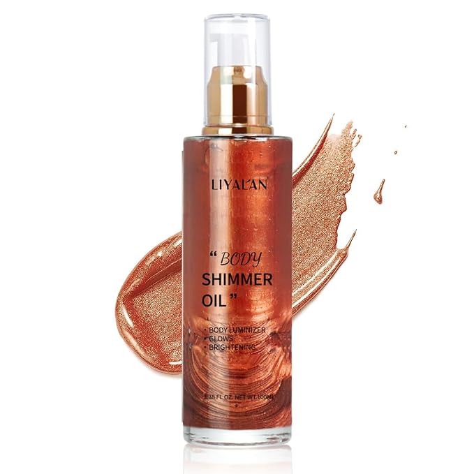 Liyalan Shimmer Body Oil Golden Brown 5 Color Bronze Face Glow Pearl by LIYALAN