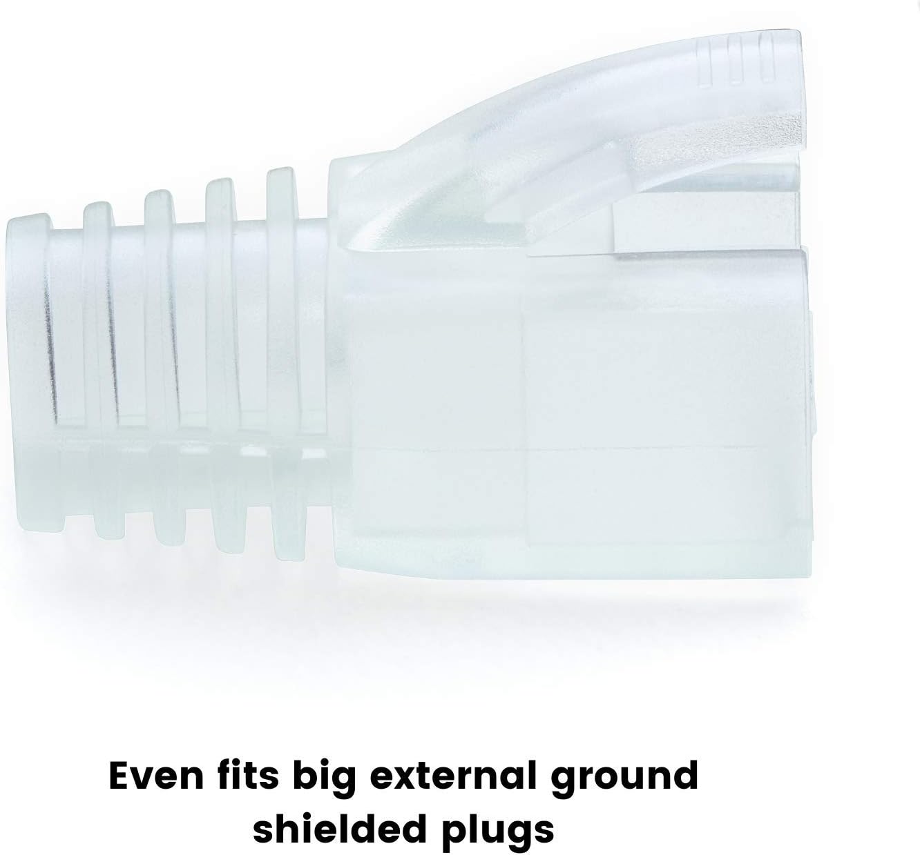 trueCABLE RJ45 Strain Relief Boots, 7.0mm Slip-On PVC Plug Cover, Transparent, 100 Pieces