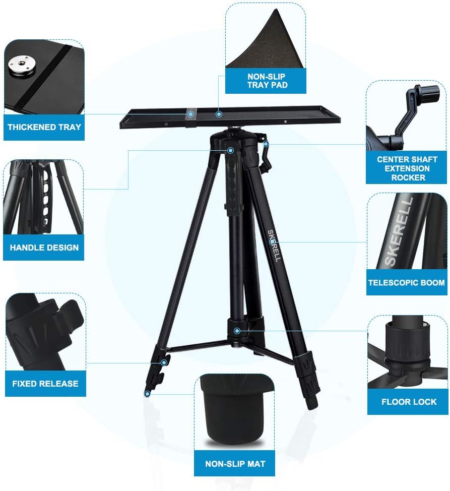Portable Projector Stand Tripod Adjustable: Universal Laptop Standing Height from 17" to 46" with Carry Bag for Projectors Laptops Photography