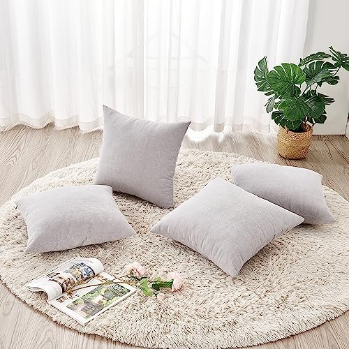GAWAMAY Light Gray Chenille Throw Pillow Covers 18x18 Set of 4 - Image 5