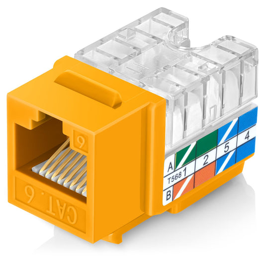 Everest 90° Angled RJ45 Cat6 Keystone Jacks 100-Pack in Yellow - Slim Profile Female RJ45 Connectors - Cat 6 Keystone Jack - Compatible with 90° Angled Speed Termination Tool - easyJACK (B094WB91H3)