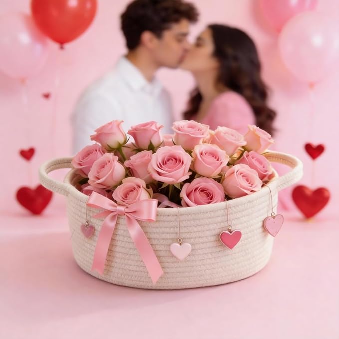 Happyiren Cute Woven Gift Basket – Beige Empty Gift Basket - Image 9