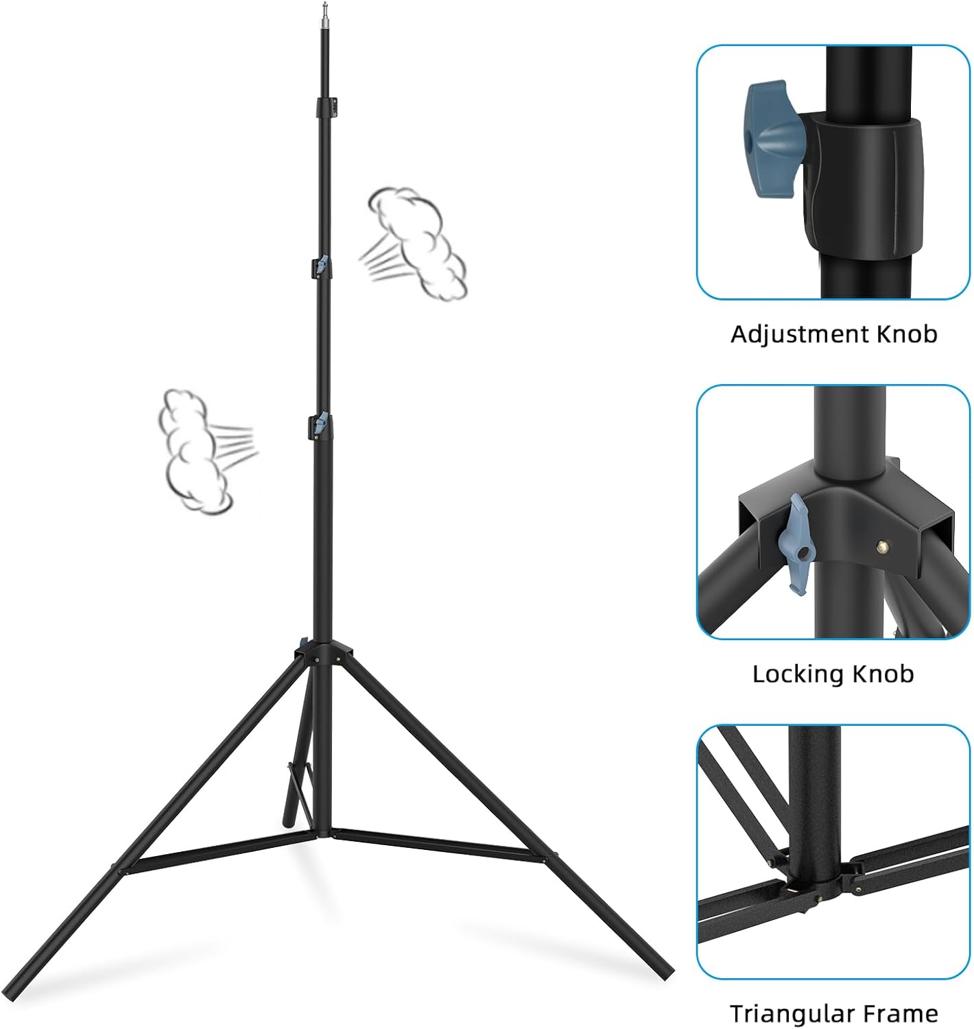 20FT/6M Tripod Stand - Heavy Duty Tripod Stand - Tall Tripods Air-Cushioned Telescoping Light Stand for Photography Overhead Shots, Sports(Aluminum Alloy)