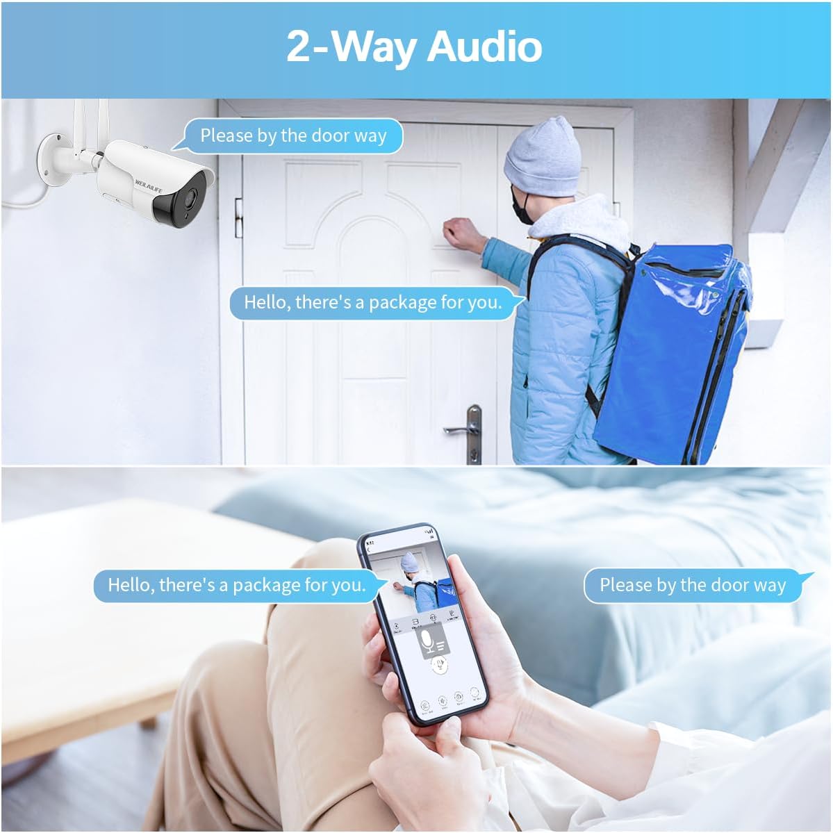 【2-Way Audio & Super Night Vision】 Outdoor Wireless Security Camera System, Wireless DVR System, WiFi Video Surveillance, Home Security Cameras