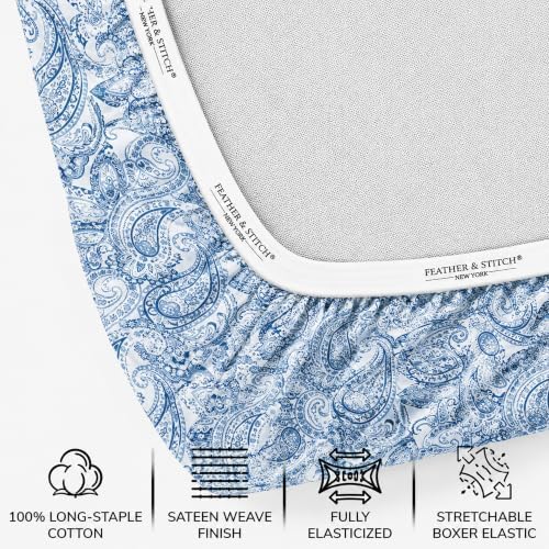 Feather & Stitch 100% Cotton Sateen 500 TC Twin Size Bed Sheet Set - Image 3
