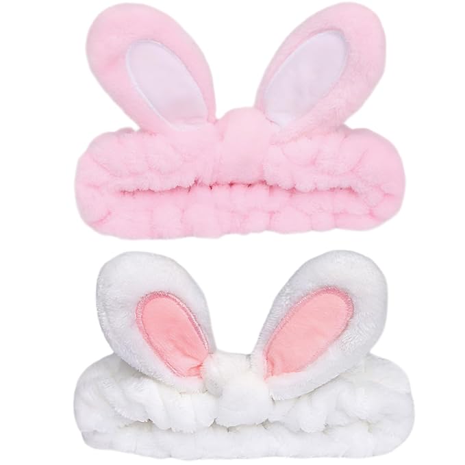 musejoy 2 Pcs Headband Bunny Ears Headband Cute Spa Headbands by musejoy
