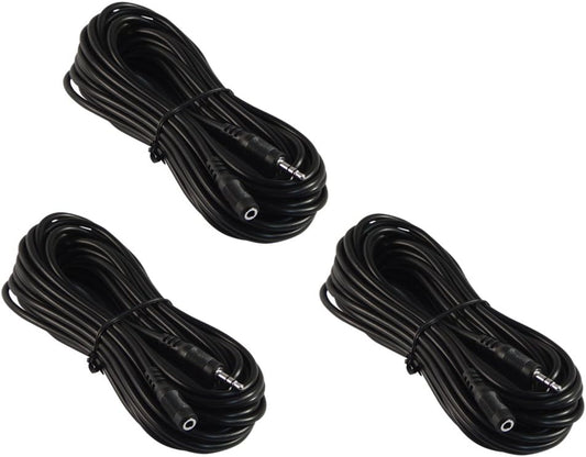 Three Pack of YCS Basics 25 Foot 3.5mm Stereo Headphone/AUX Extension Cable Male/Female