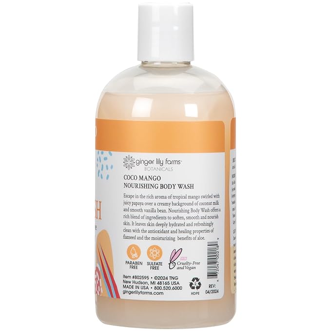 Ginger Lily Farms Botanicals Nourishing Body Wash, Coco Mango, 100% Vegan & - Image 2