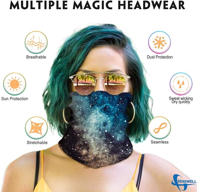 Venswell Neck Gaiter Face Mask Men Women, Seamless Bandana Rave Face Cover - Image 2