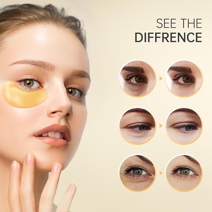REDANHA 20 Pairs 24K Gold Under Eye Patches Face Masks Dark Circles Puffy Eye - Image 4