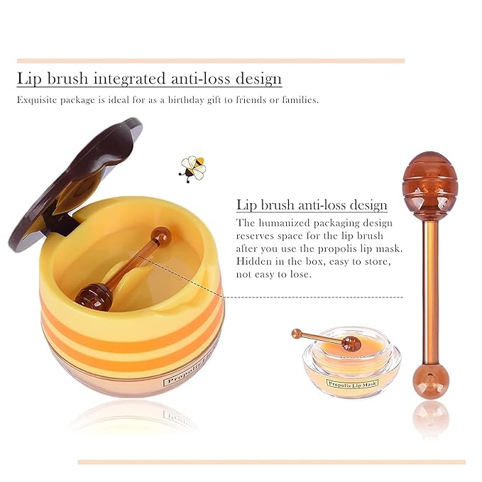 5PCS Bee Lip Balm Honey Pot，Peach&Grape&Aloe&Coconut&Watermelon Lip Mask - Image 3