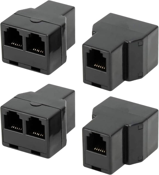 Uvital RJ12 6P6C 1 Female to 2 Female Telephone Line Splitters, Telephone Landline Cable Connector and Separator(Black,4 Pack)