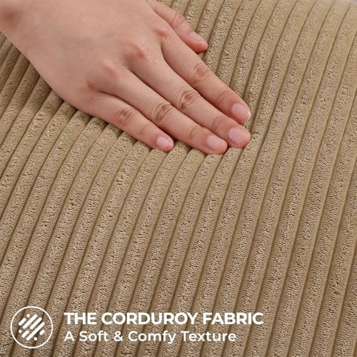 Mecatny Corduroy Fall Decorative Throw Pillow Covers 20x20 Set of 2 Khaki - Image 4