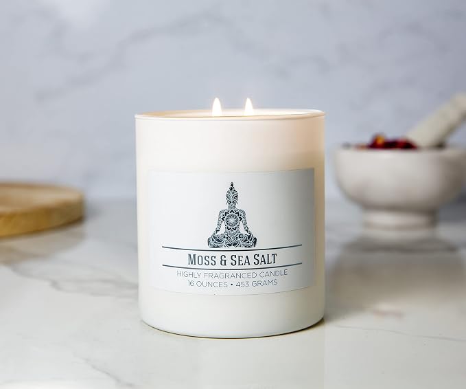Carolina Moss & Sea Salt Scented Candle, 16 oz Wellness Relaxing Aromatherapy - Image 5