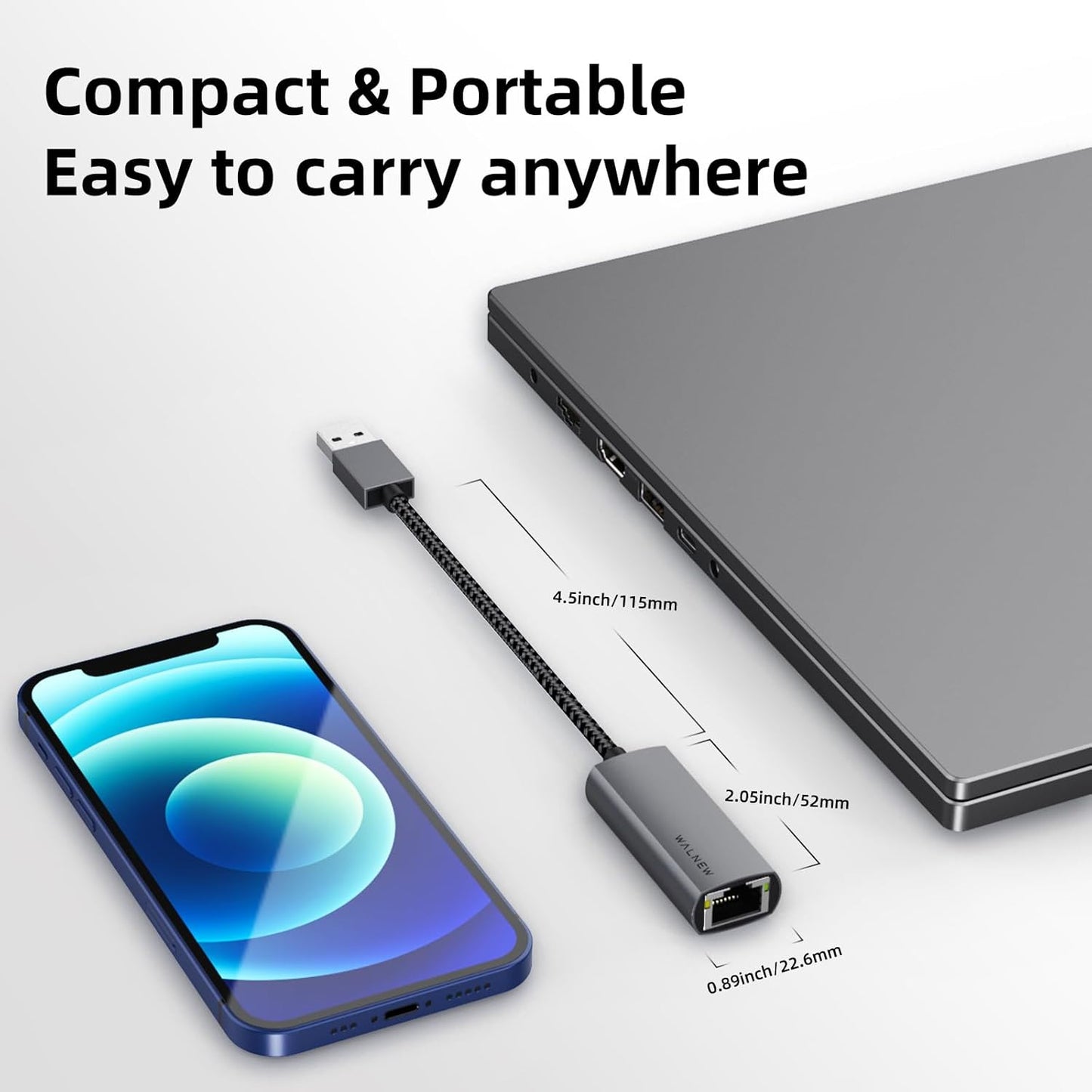 USB 3.0 Ethernet Adapter, WALNEW 1000Mbps Gigabit USB to Ethernet LAN Network Adapter, Aluminum USBA Male to RJ45 Female Cable Converter for MacBook,Chromebook,Surface, Laptop,Desktop,PC