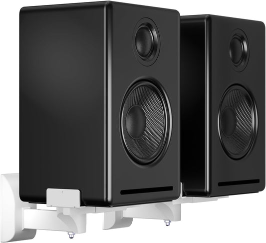 suptek Large Dual Side Clamping Bookshelf Speaker Wall Mounting Bracket for Large Surrounding Sound Speakers, Hold up to 66lbs White SPM201XLW